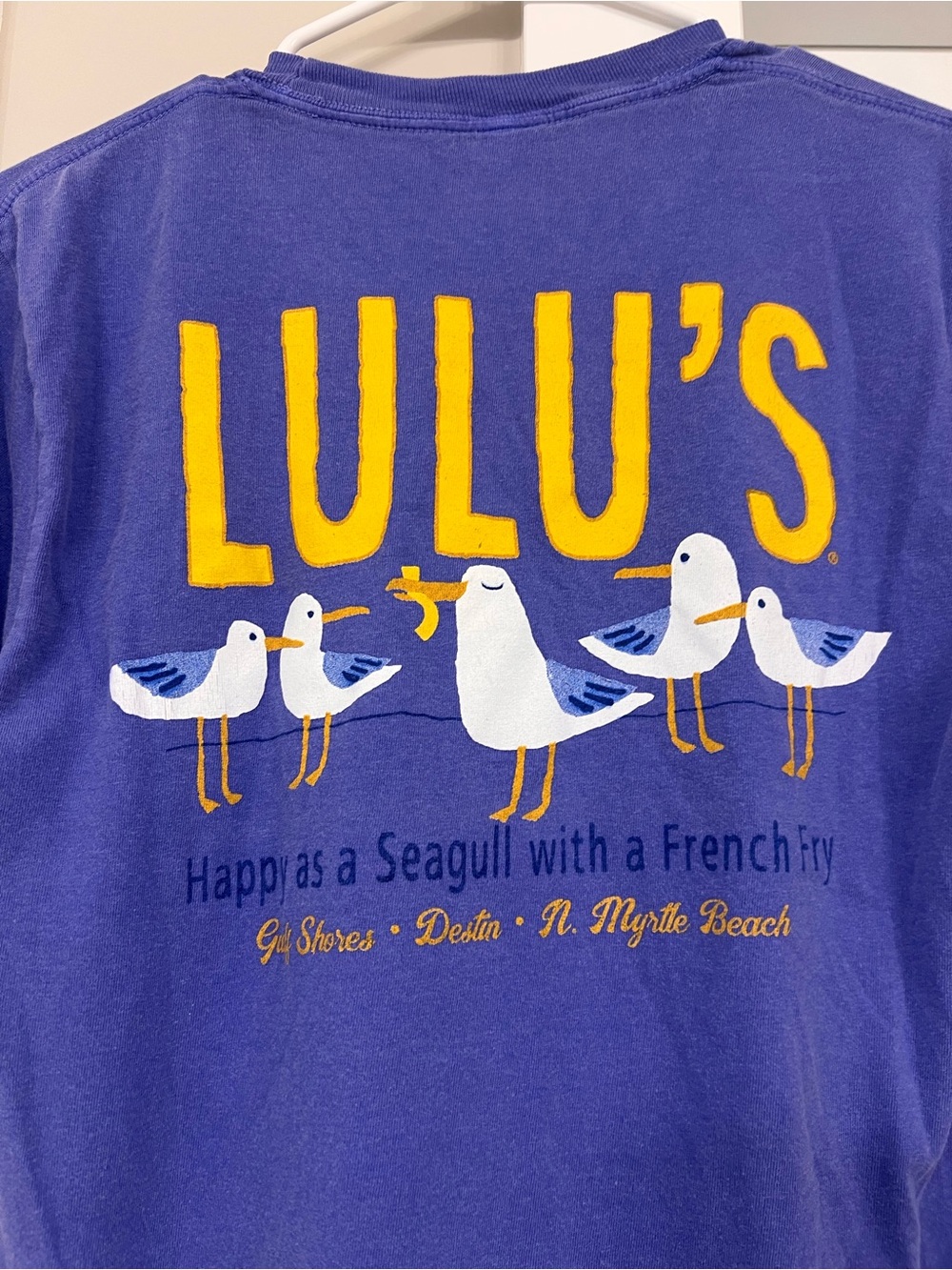 Lucy Buffett Comfort Colors Blue Lulu's Seagull Graphic Tee Size Small